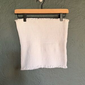 H&M White Smocked Crop Top